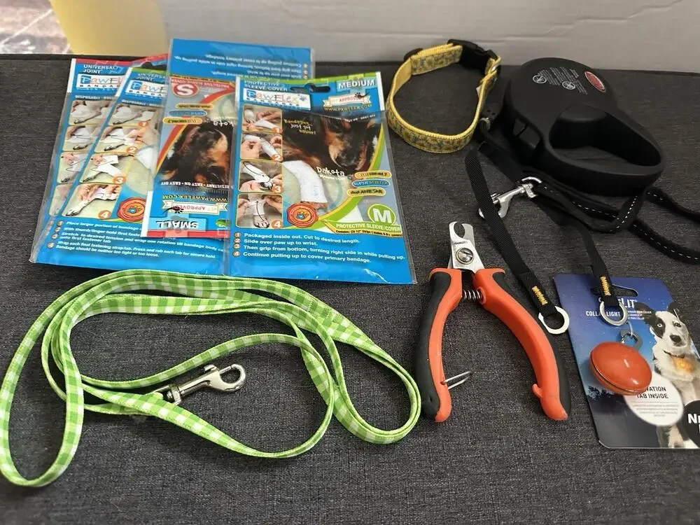Dog Pet Supply Lot PawFlex Bandage Covers Leashes Collars Nail Clippers Grooming